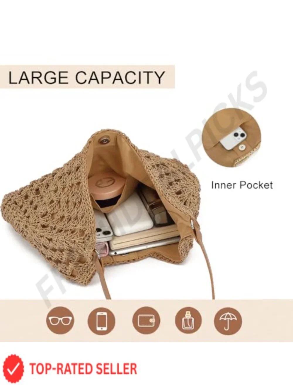 Straw Beach Shoulder Bag for Women Lightweight Woven Hobo Tote Summer Vacation